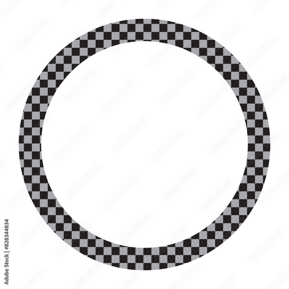 Poster circle checker frames. round chess borders. design for text for start, finish or winner. pack of iso