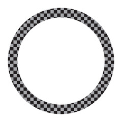 Circle checker frames. Round chess borders. Design for text for start, finish or winner. Pack of isolated elements on a white background.