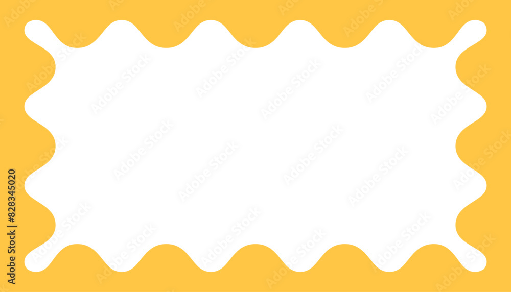 Aufkleber zigzag wave curve edge frame. wavy scalloped rectangle border. doodle drawn rectangle picture frame.