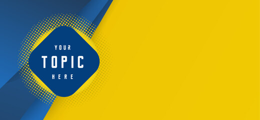 A blue, diamond-shaped text box is centrally positioned, offering space for customizable text with the placeholder, Your Topic Here vector banner