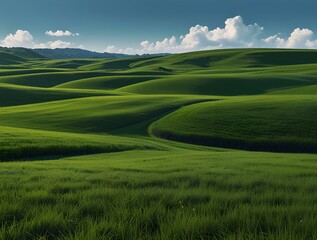 Obraz premium green field and blue sky