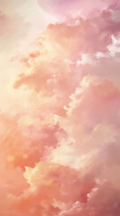 Background of Renaissance Cloud Painting: Pastel Pink Orange Sunrise with Dreamy Lighting