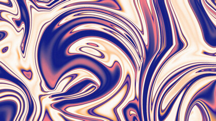 Smooth wavy lines intertwine to create dynamic movement. The color palette includes bold shades of blue and pink creating an effect of gradient and depth