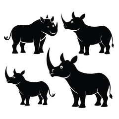 Black Rhinoceros black vector on white background