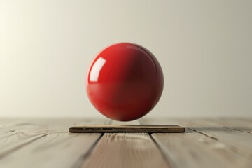 A red ball placed on a wooden table, suitable for various concepts and designs