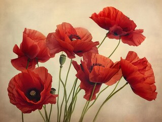 Obraz premium Vibrant Red Poppies in Full Bloom