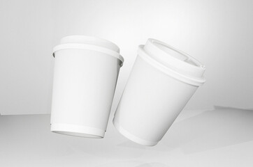 Double deck coffee cup mockup 3d illustration image.