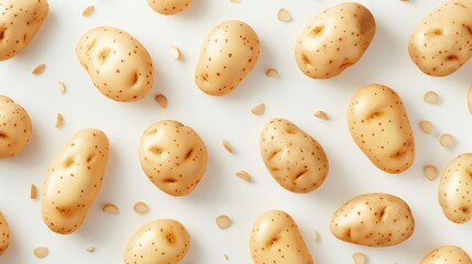 isolated white background of potatoes