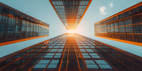 Abstract skyscrapers of a smart city, architectural background