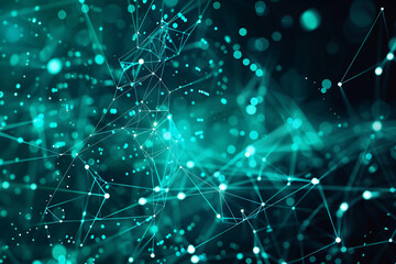 Obraz premium Abstract futuristic networking vector in aqua, showcasing digital interconnectedness and dynamic communication.