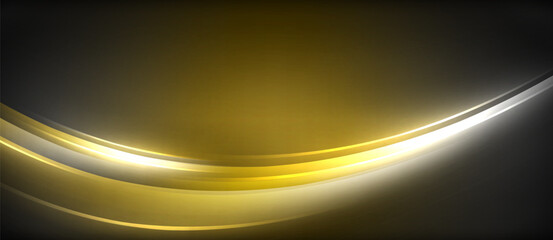 Neon glowing circle rays, light round lines in the dark, planet style neon wave lines. Energetic electric concept design for wallpaper, banner, background