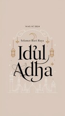Minimalist Design Selamat Hari Raya Idul Adha with Dark Background