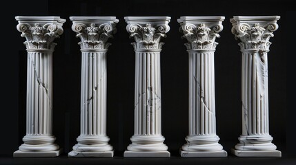 Obraz premium Classical Architecture: A Line of Columns Displaying Carvings