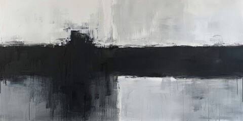 Obraz premium Modern Abstract Art. Minimalist Black and White Abstract Painting with Texture Contrast