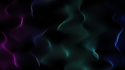 Abstract technology dark background. glowing random dots and grid. data, hi-tech concept. virtual space.