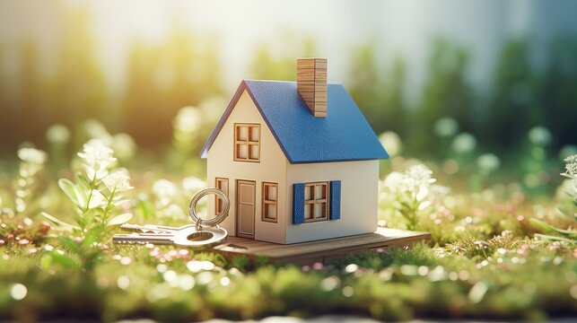 Ecological natural house layout, energy resources, green energy, gift, moving, real estate.