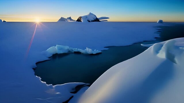 Breathtaking Sunset Over Icy North Pole Landscape