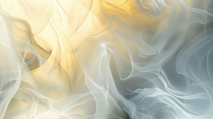 Fototapeta premium Vibrant swirling smoke in gradient transitioning from warm yellows to cool grays for a dynamic effect. High quality photo