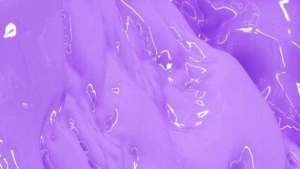 Cream lilac glossy liquid  background organic plastic 3d render abstract wave, elegant textile, macro soft smooth latex texture