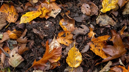 A pile of compost made from kitchen scraps and dead leaves enriching the soil for future growth.