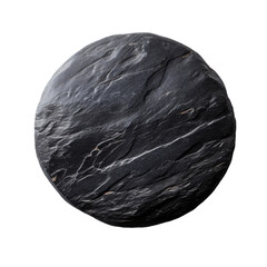 Black round marble product placement pedestal top view on an isolated background