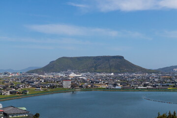 Landscape of Mt. yashima and lake kume ,  View from Mt. kume ,  takamatsu city, kagawa, shikoku, japan, setouchi