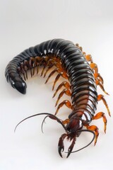 A creepy giant centipede crawling on a white background. Perfect for educational materials or insect-related projects