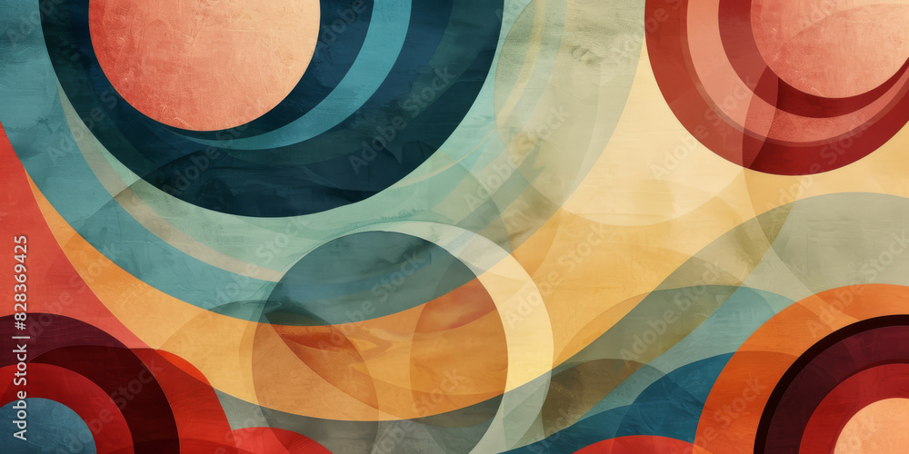 Poster retro abstract art with overlapping circles. abstract background design in vintage color palette
