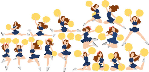 チアリーダーのイラストセット