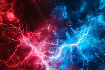 Voter outreach backdrop with red and blue lightning for political campaigns.
