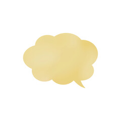 黄色雲形吹き出し_水彩風_右向き単品