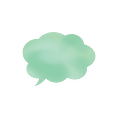 緑色雲形吹き出し_水彩風_左向き単品