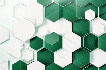 Stylish brochure with emerald and white hexagons for green organizations.