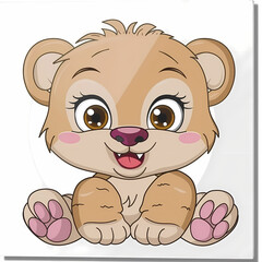 Naklejka premium Cute animal cartoon on a White Canvas Sticker,vector image