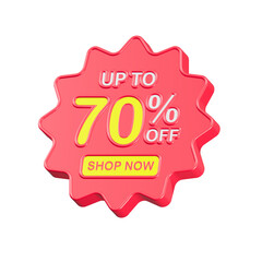 sale discount up to 70 percent symbol promotion 3d 