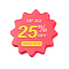 sale discount up to 25 percent symbol promotion 3d 