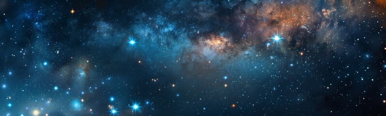 Obraz premium Starry sky with a cluster of stars and a bright blue nebula