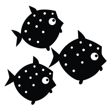recommend clip art: Set of Boxfish black vector on white background