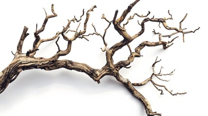 Obraz premium Dry twisted jungle branch isolated on white background