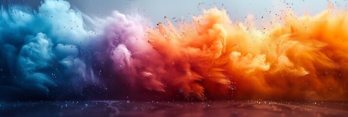 Vibrant Rainbow Holi Powder Explosion on White Background Generative AI