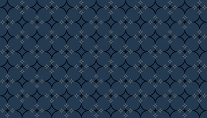 Modern masculine pattern abstract geometric texture surface.Dark blue and gray star on blue background for male shirt lady dress fabric wrapping cloth print wallpaper cover decoration