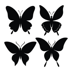 Set of butterfly insect vector art line doodle black vector on white background