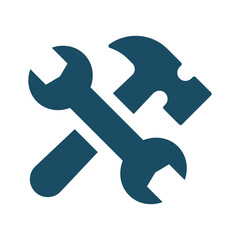 Crossed wrench and hammer , repair svg cut file. Isolated vector illustration.
