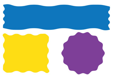 Doodle wave curve edge frame. Hand drawn wavy rectangle borders. Doodle brush drawn square and circle shape frame. Vector illustration isolated on white background.