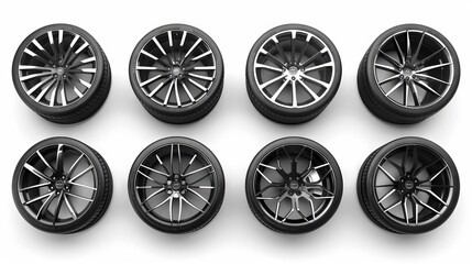 set collection alloy wheel , aluminum wheel ,car rim isolated on white background.