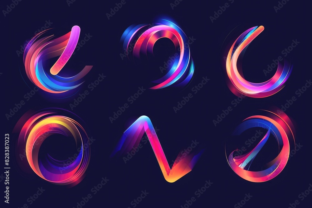 Aufkleber four different colored swirl shapes. suitable for design projects
