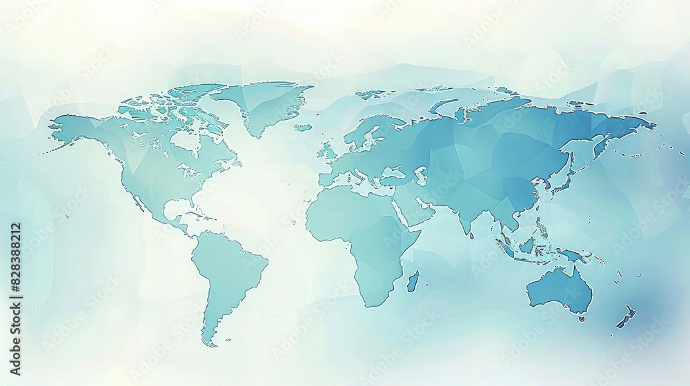 Poster a linkedin background that features a subtle world map in light blue tones, symbolizing global reach