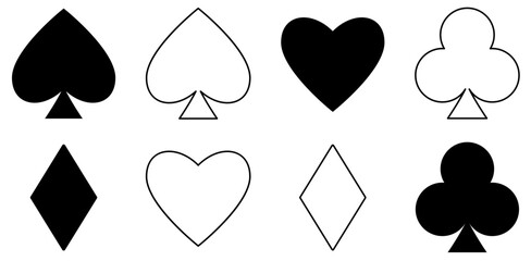 A Collection Of Trump Card Vector Symbols Apps, Websites Ui Designs Suitable For Clover,Gamble,Poker,Luck,Playing-Cards Vector Icons Illustration Collection