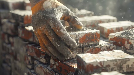 Bricklayer at Work: Precision and Skill