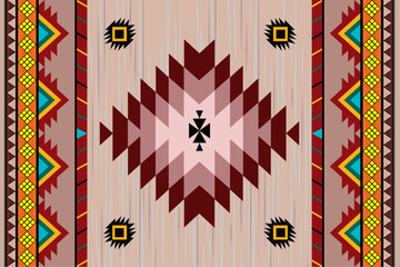 Navajo Native America South Western inspired area rugs ethnic decor style. tribal vector seamless pattern. Indian ornament Boho geometric ornament.folk.orientel. Window .blanket, rug. Woven carpet